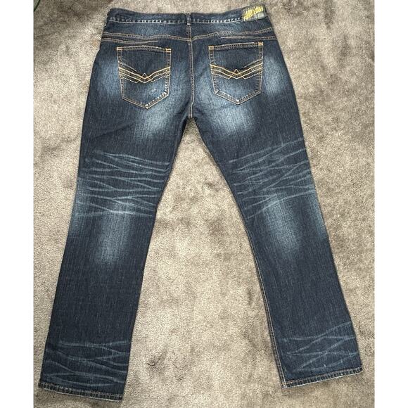 Affliction Ace Jeans Men’s 42x34 Blue Denim Straight Embroidered Jeans - Picture 13 of 15